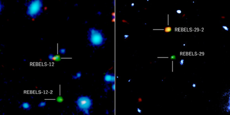 Hình ảnh quá khứ của 2 thiên hà REBELS-12-2 và REBELS-29-2